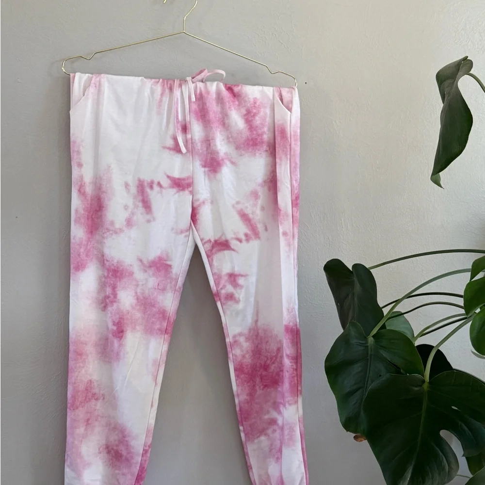 Tie-Dye Pink Jogger Pants - Women's Track Pants - Picture 3 of 3